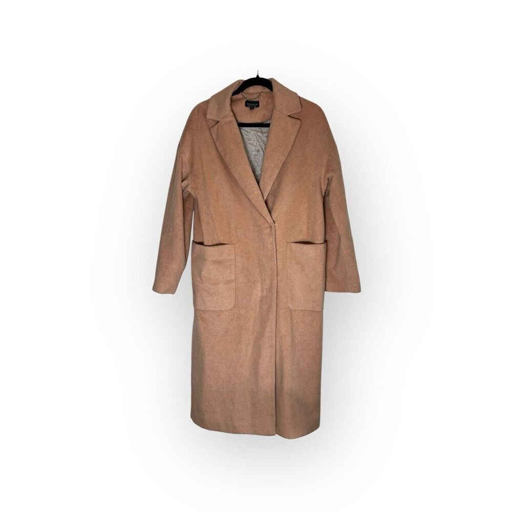 TOPSHOP Lily Soft Pink Dusty Rose Tailored Chic Trench Duster Coat Size 6 - Picture 2 of 10